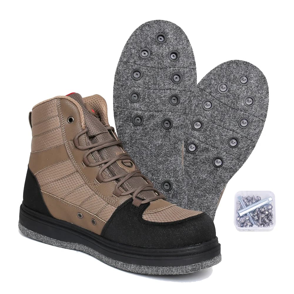 Men's Fishing Wading Boots Felt Sole Lightweight Anti-Slip Hunting Felt Bottom Waders Shoes With Metal Wading Studs