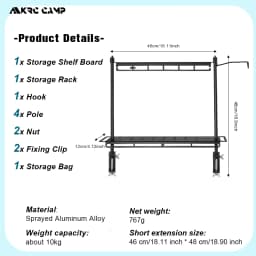 Outdoor Aluminum Storage Rack Foldable Camping Desktop Double-layer Storage Rack Camping Hanging Rack Camping Supplies