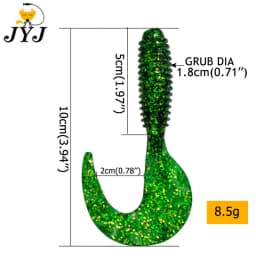 JYJ 10cm 8.5g 5pcs/bag soft artificial lure grub worm bait , long crooked tail wobbler swimbait da pesca bass crappie pike lure
