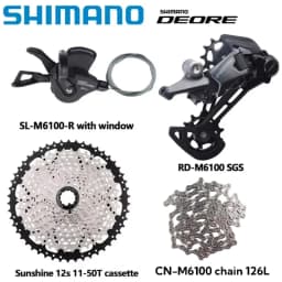 SHIMANO DEORE M6100 Groupset SL RD CN CS M6100 For 1x12s MTB Rear Derailleur 10-51T Cassette Sunshine K7 DEORE 12S 4pcs Kit