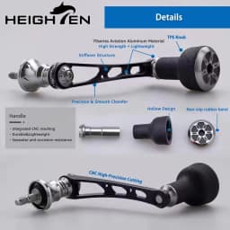 HEIGHTEN 56mm Reel Handle (With 24mm TPE Knob) for Shimano Twin Power Daiwa Certate LT Spinning Reel
