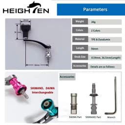 HEIGHTEN 56mm Reel Handle (With 24mm TPE Knob) for Shimano Twin Power Daiwa Certate LT Spinning Reel
