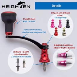 HEIGHTEN 56mm Reel Handle (With 24mm TPE Knob) for Shimano Twin Power Daiwa Certate LT Spinning Reel