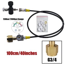 Sparkling Water Maker Blue Cylinder CO2 Refill Fill Station Adapter with Hose Gauge Kit, Soda Machine CO2 Bottle Charging Valve