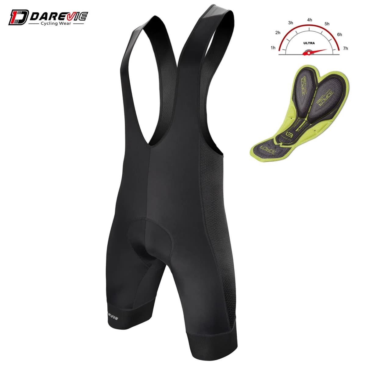 DAREVIE Cycling Bib Shorts Small Size 3D Gel Pad 6H Ride Men Cycling Shorts MTB Men Cycling Shorts Breathable 7CM Leg Gripper