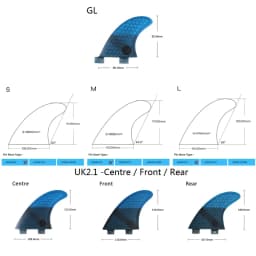 UPSURF FCS Quad Fins M+GL Surfboasrd Fins For Surfing Stabilizer Surf Quad Fins Honeycomb Surf Fins 4pcs Set Grey