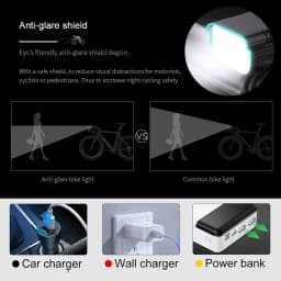 Upgrade Bicycle Light Powerful 8LED Bike Headlight 10000mAh USB Rechargeable as Power Bank Front and Rear Lights Set Optional