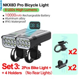 Upgrade Bicycle Light Powerful 8LED Bike Headlight 10000mAh USB Rechargeable as Power Bank Front and Rear Lights Set Optional