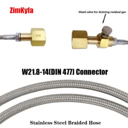 CO2 Cylinder Refilling Station for Sodastream Charging Adapter 1.5m Steel Braided Hose W21.8-14|DIN477|CGA320