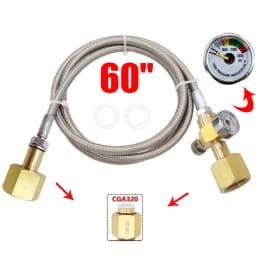 CO2 Cylinder Refilling Station for Sodastream Charging Adapter 1.5m Steel Braided Hose W21.8-14|DIN477|CGA320