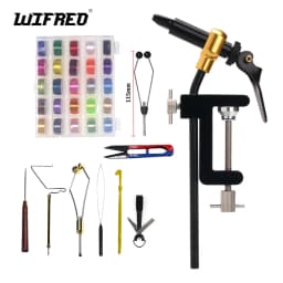 Wifreo Rotary Fly Tying Vise Tools Brass C-clamp Rotating Hook Tool Steel Whip finisher Bobbin Thread Holder Basic Fly Hook Tool