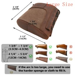 Genuine Leather Gun Buttstock Extension Slip on Recoil Pad, Canvas Shotgun Butt Recoil Pad, Small / Large Size