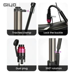Giyo 140psi Bicycle Pump Portable Presta/Schrader Valve MTB Cycling Pump Road Bike Mini Floor Standing Pump Tire Inflator