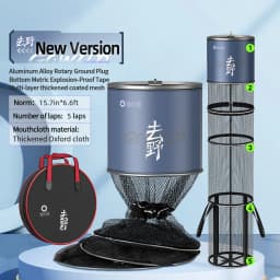YUZHIYUAN Fish Protection Net Aluminium Alloy Foldable Quick-drying Fish Guard Space-saving Outdoor Fishing Net Portable Bag