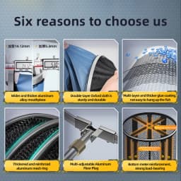 YUZHIYUAN Fish Protection Net Aluminium Alloy Foldable Quick-drying Fish Guard Space-saving Outdoor Fishing Net Portable Bag