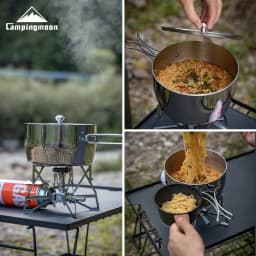 CAMPINGMOON Thickened Composite Stainless Steel Outdoor Camping Soup Pot, Boiling Water Portable Picnic Pot, Cooking Utensils