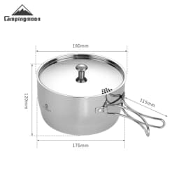 CAMPINGMOON Thickened Composite Stainless Steel Outdoor Camping Soup Pot, Boiling Water Portable Picnic Pot, Cooking Utensils
