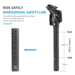 RIRO RCX Bicycle Suspension Seatpost Shock Absorber Seat Post 350mm*27.2mm/28.6/30.0/30.4/30.9/31.6/33.9mm MTB/E-Bike Seat Tube