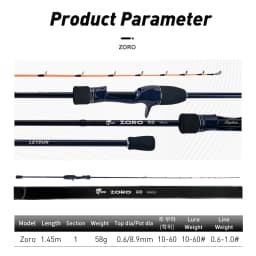 LEYDUN ZORO Super Light Fishing Rods 145cm 58g Tianium Tip Cuttlefish Fishing Casting Rod Squid Boat Fishing