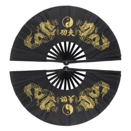 Tai Chi Fan Bamboo Kung Fu Martial Arts 34 Centimeter Fans Wushu Art Martiaux Cosplay Dance Performance Fan Red Kun Master