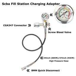 Scba Fill Station Charging Adapter For CGA347 SCBA SCOTT MSA Tank With Hose Gauge Quick Disconnect