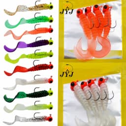 JYJ 3.5g jig hook with 6cm soft tail lure bait worm maggot silica fishing tackle grub bait for fishing perch tackle