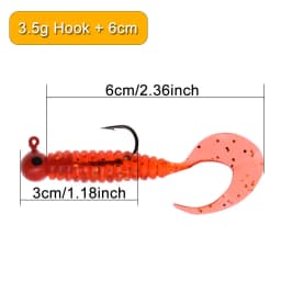 JYJ 3.5g jig hook with 6cm soft tail lure bait worm maggot silica fishing tackle grub bait for fishing perch tackle