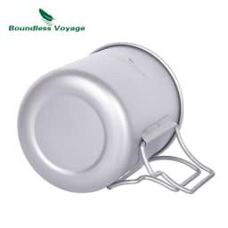 Boundless Voyage Titanium Mug with Tea Strainer 420ml/14.2 Fl.oz Tea Cup with Folding Handle Outdoor Camping Tea Maker Ti3054D