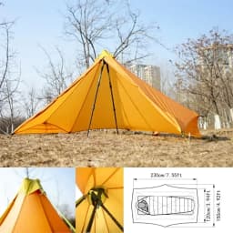1 Person 4 Season Ultralight 20D Nylon Both-side Silicon Coated Rodless Pyramid 410g Flysheet or Summer 230-260g Mesh Inner Tent