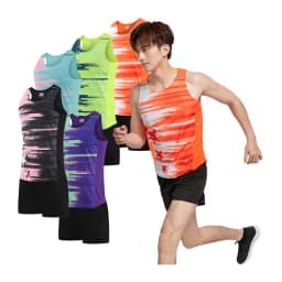 Suits Track And Field Uniform Marathon Running Training Fashion Prints Vest Shorts Nylon Fitness Wear Men's Footing Sports Sets