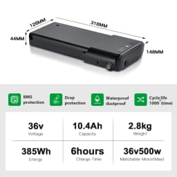 Phylion XH370-10J PortaPower Ebike Battery 36V 10.4Ah 14Ah 18650 Lithium Electric Bike Battery for MIFA Rehberg Zündapp Ebike
