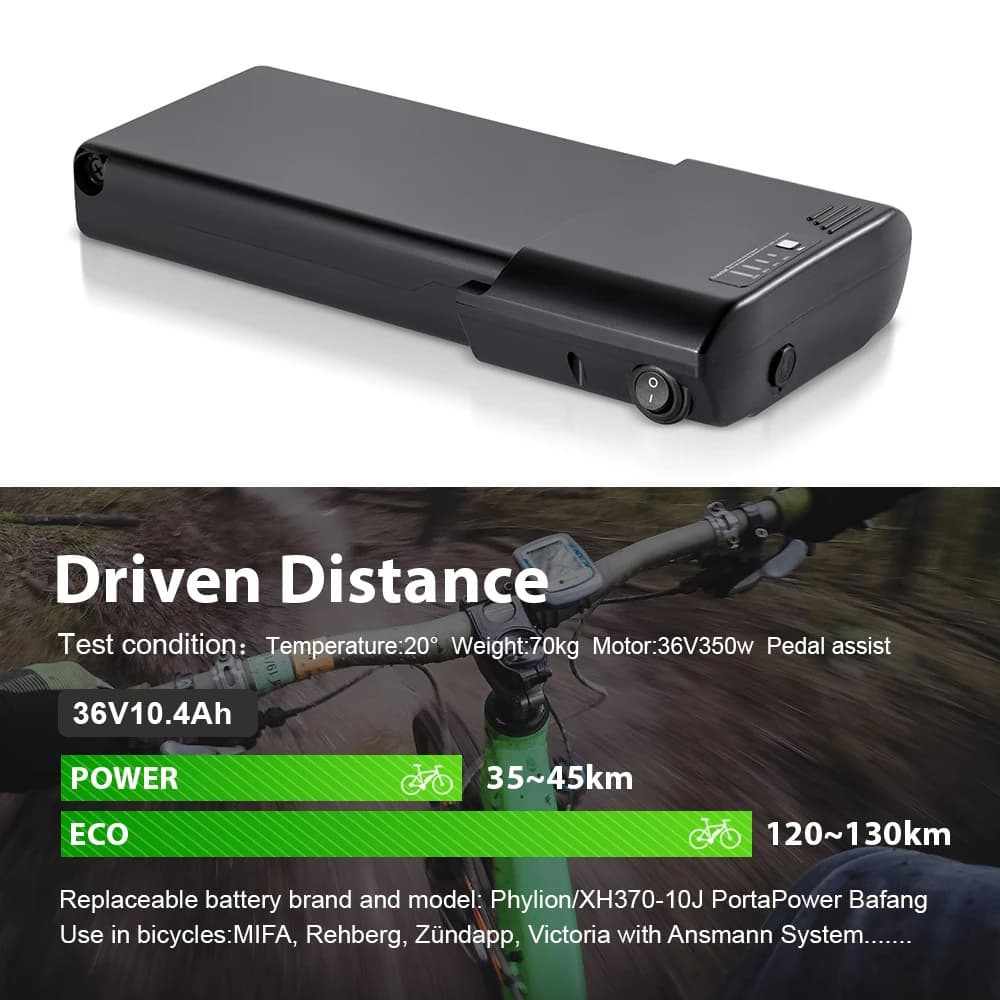 Phylion XH370-10J PortaPower Ebike Battery 36V 10.4Ah 14Ah 18650 Lithium Electric Bike Battery for MIFA Rehberg Zündapp Ebike