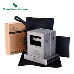 Boundless Voyage Outdoor Titanium Folding Wood Stove With Pot Bracket Camping Charcoal Burner Ti2010C UNIGEAR X DRAGON HORSE