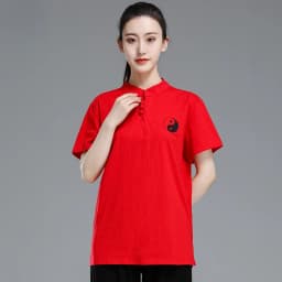 Tai Chi T-short short sleeved  summer men's and women's Tai Chi T-shirt solid color cotton team competition