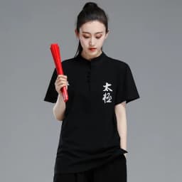 Tai Chi T-short short sleeved  summer men's and women's Tai Chi T-shirt solid color cotton team competition