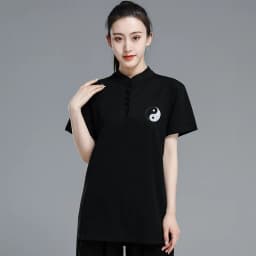 Tai Chi T-short short sleeved  summer men's and women's Tai Chi T-shirt solid color cotton team competition