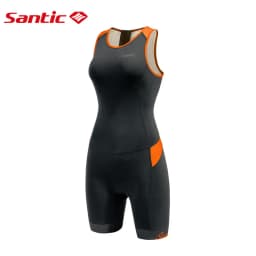 Santic Women's Triathlon Cycling Suits Sleeveless Sponge Padded Quick-Drying for Running Swimming