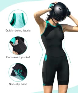 Santic Women's Triathlon Cycling Suits Sleeveless Sponge Padded Quick-Drying for Running Swimming