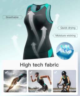 Santic Women's Triathlon Cycling Suits Sleeveless Sponge Padded Quick-Drying for Running Swimming