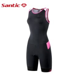 Santic Women's Triathlon Cycling Suits Sleeveless Sponge Padded Quick-Drying for Running Swimming