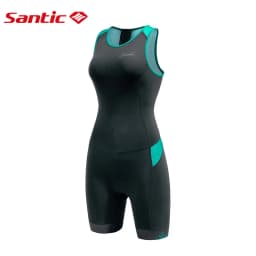 Santic Women's Triathlon Cycling Suits Sleeveless Sponge Padded Quick-Drying for Running Swimming