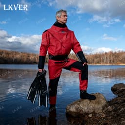 Men's Kayaking Breathable Dry Suit Surfing Fly Fishing Three-Layer Waterproof Fabric Neoprene Cuffs And Neckline Drysuit DM-2