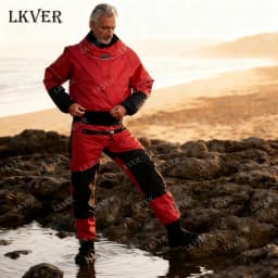 Men's Kayaking Breathable Dry Suit Surfing Fly Fishing Three-Layer Waterproof Fabric Neoprene Cuffs And Neckline Drysuit DM-2