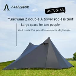 ASTA GEAR Yun Chuan 15D Double‑Sided Silicon‑Coated Nylon Tent, Rodless Double A Pyramid Ultralight Outdoor Tent for Camping Hik