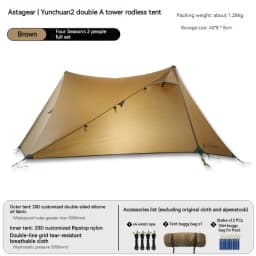 ASTA GEAR Yun Chuan 15D Double‑Sided Silicon‑Coated Nylon Tent, Rodless Double A Pyramid Ultralight Outdoor Tent for Camping Hik