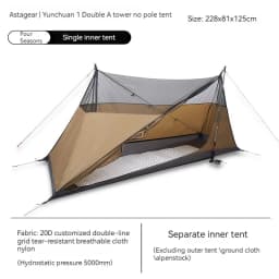 ASTA GEAR Yun Chuan 15D Double‑Sided Silicon‑Coated Nylon Tent, Rodless Double A Pyramid Ultralight Outdoor Tent for Camping Hik