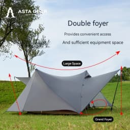 ASTA GEAR Yun Chuan 15D Double‑Sided Silicon‑Coated Nylon Tent, Rodless Double A Pyramid Ultralight Outdoor Tent for Camping Hik
