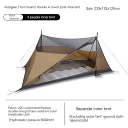 ASTA GEAR Yun Chuan 15D Double‑Sided Silicon‑Coated Nylon Tent, Rodless Double A Pyramid Ultralight Outdoor Tent for Camping Hik