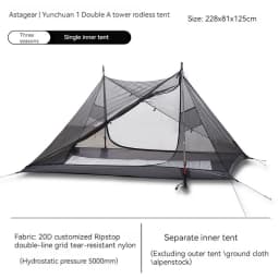 ASTA GEAR Yun Chuan 15D Double‑Sided Silicon‑Coated Nylon Tent, Rodless Double A Pyramid Ultralight Outdoor Tent for Camping Hik