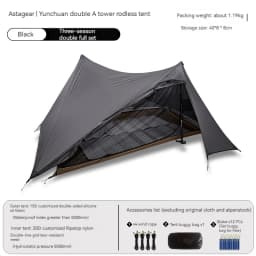 ASTA GEAR Yun Chuan 15D Double‑Sided Silicon‑Coated Nylon Tent, Rodless Double A Pyramid Ultralight Outdoor Tent for Camping Hik